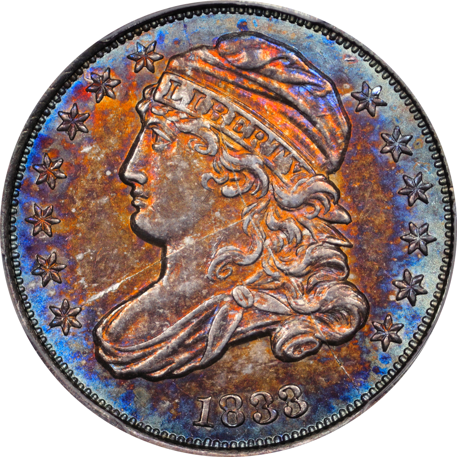 1833 JR-2 MS62 PCGS-CAC 32406885 Obverse