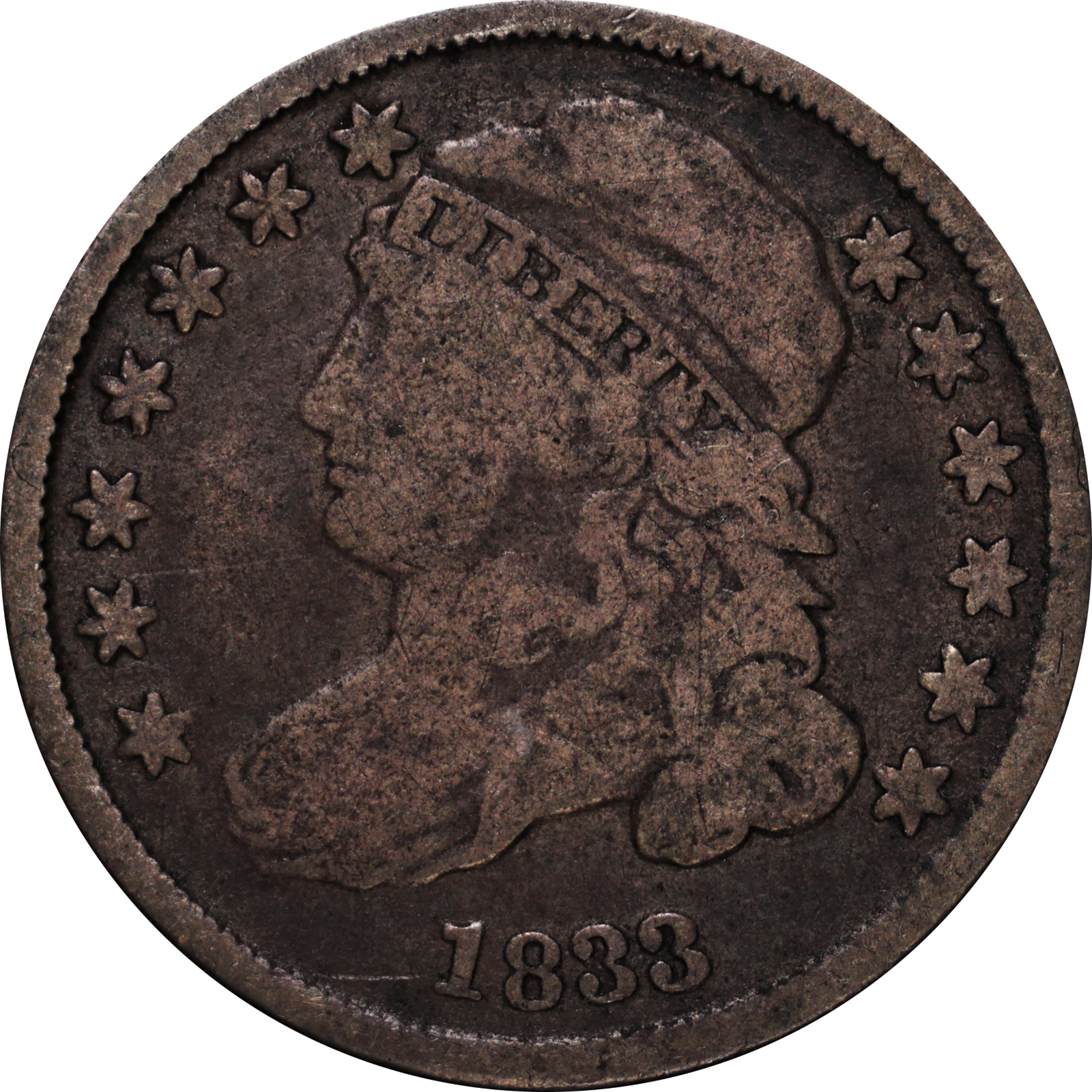 1833 JR-4 VG08 Raw Cud Obverse