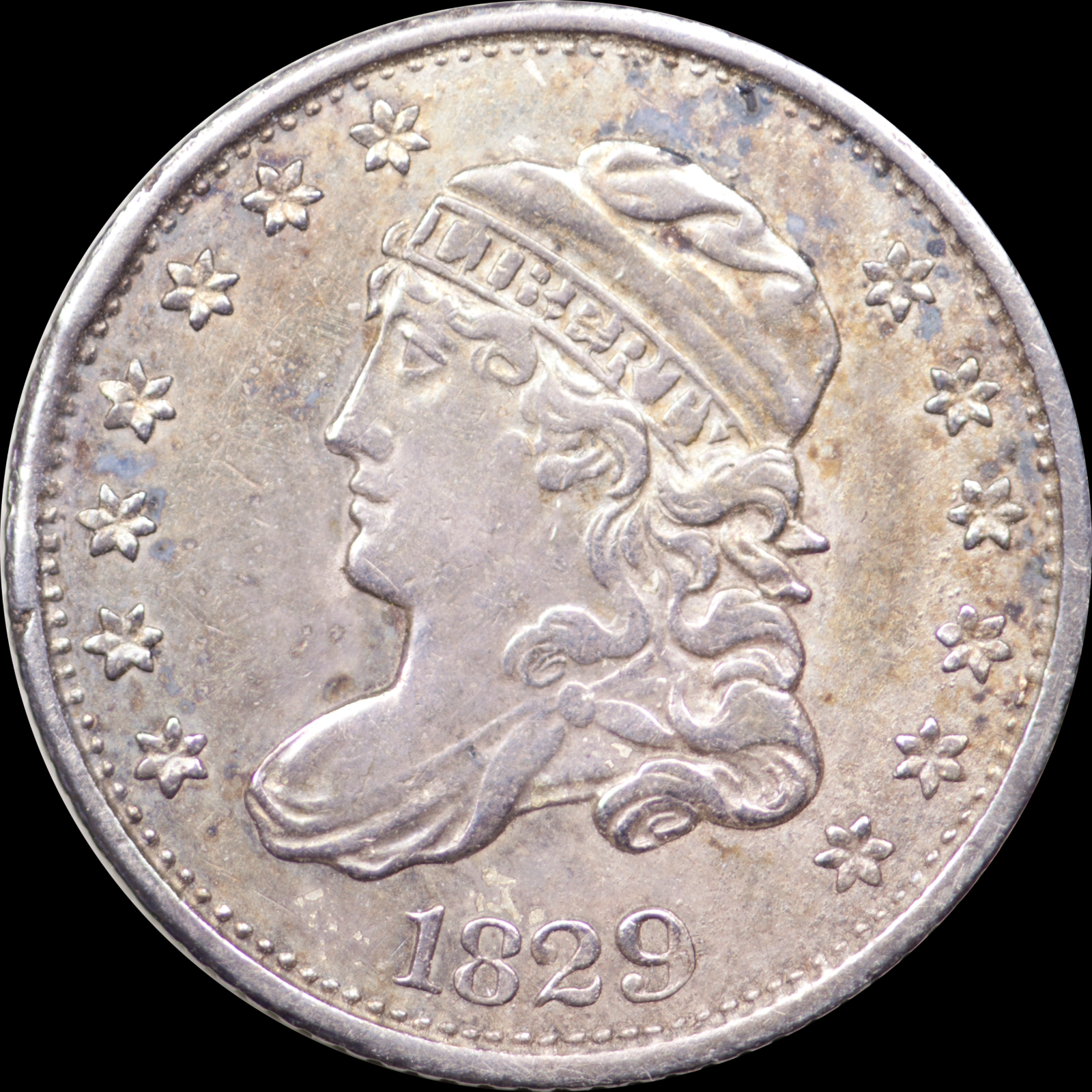 1829 LM-3 AU50 Details Cud Cleaned Scratched Obverse