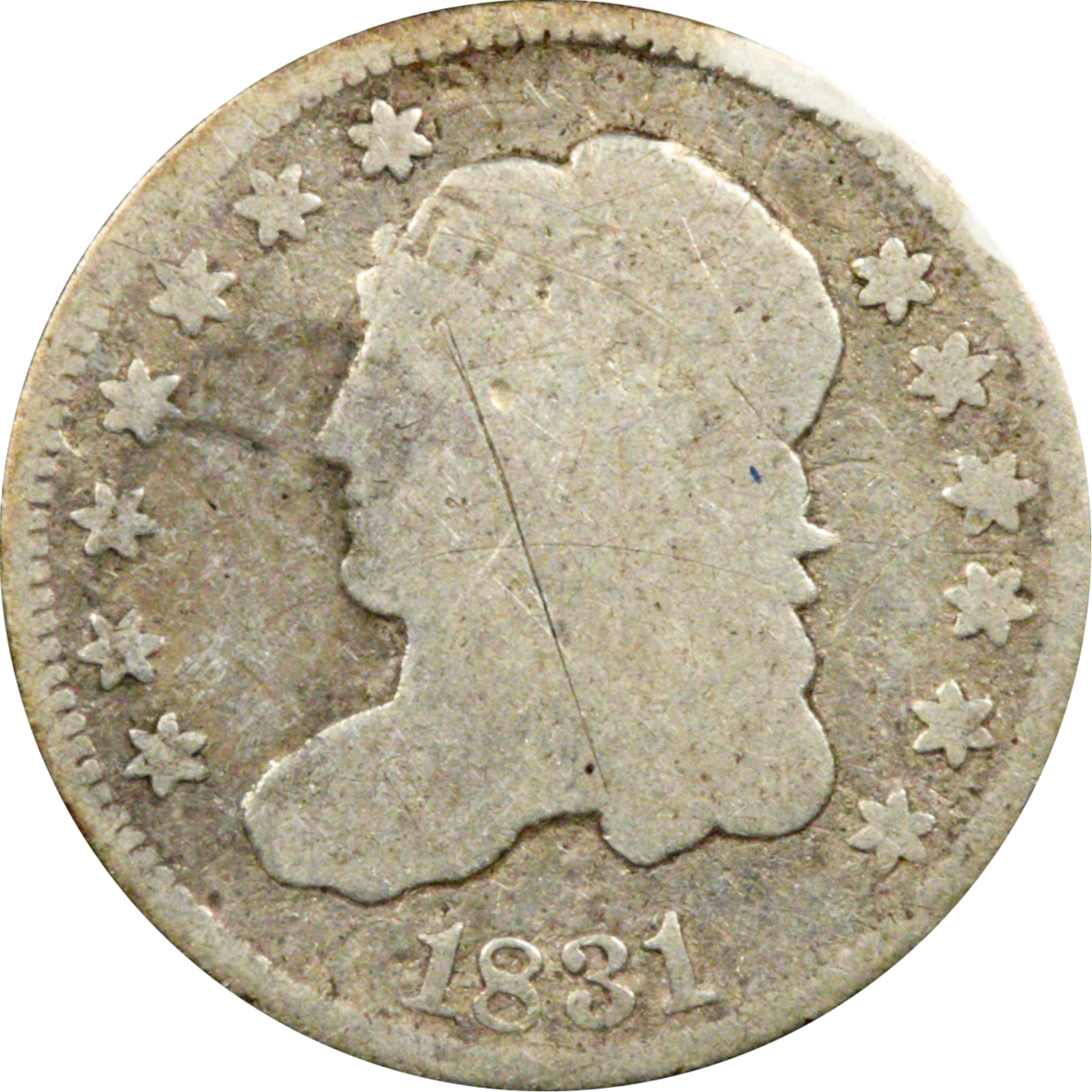 1831 LM-1.3 G4 Details Scratched Cud Obverse