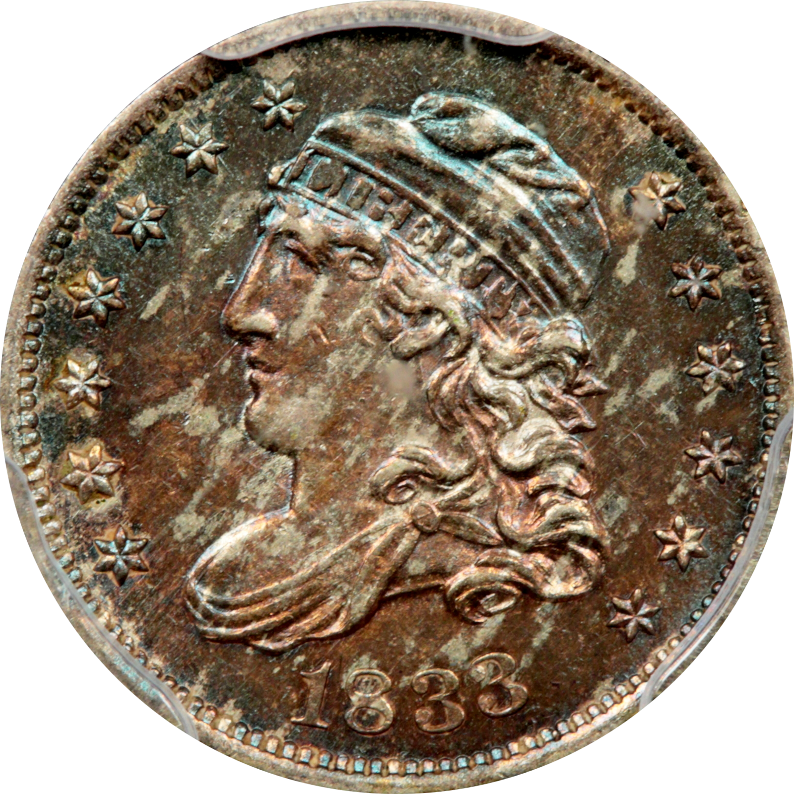 1833 LM-2 AU55 PCGS-Gold CAC 27278317 Obverse