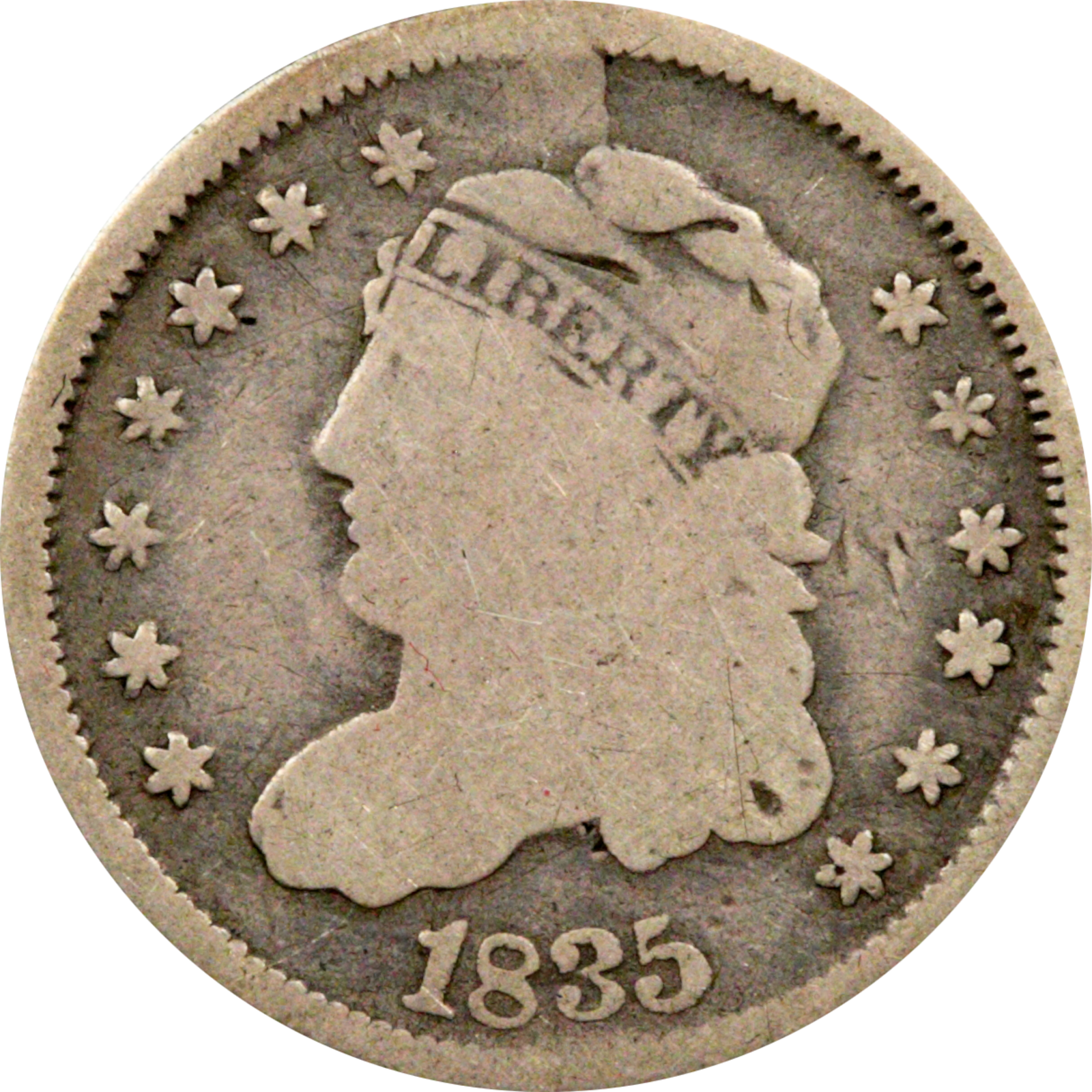 1835 LM-5.2 G4 Raw Obv Cud Obverse