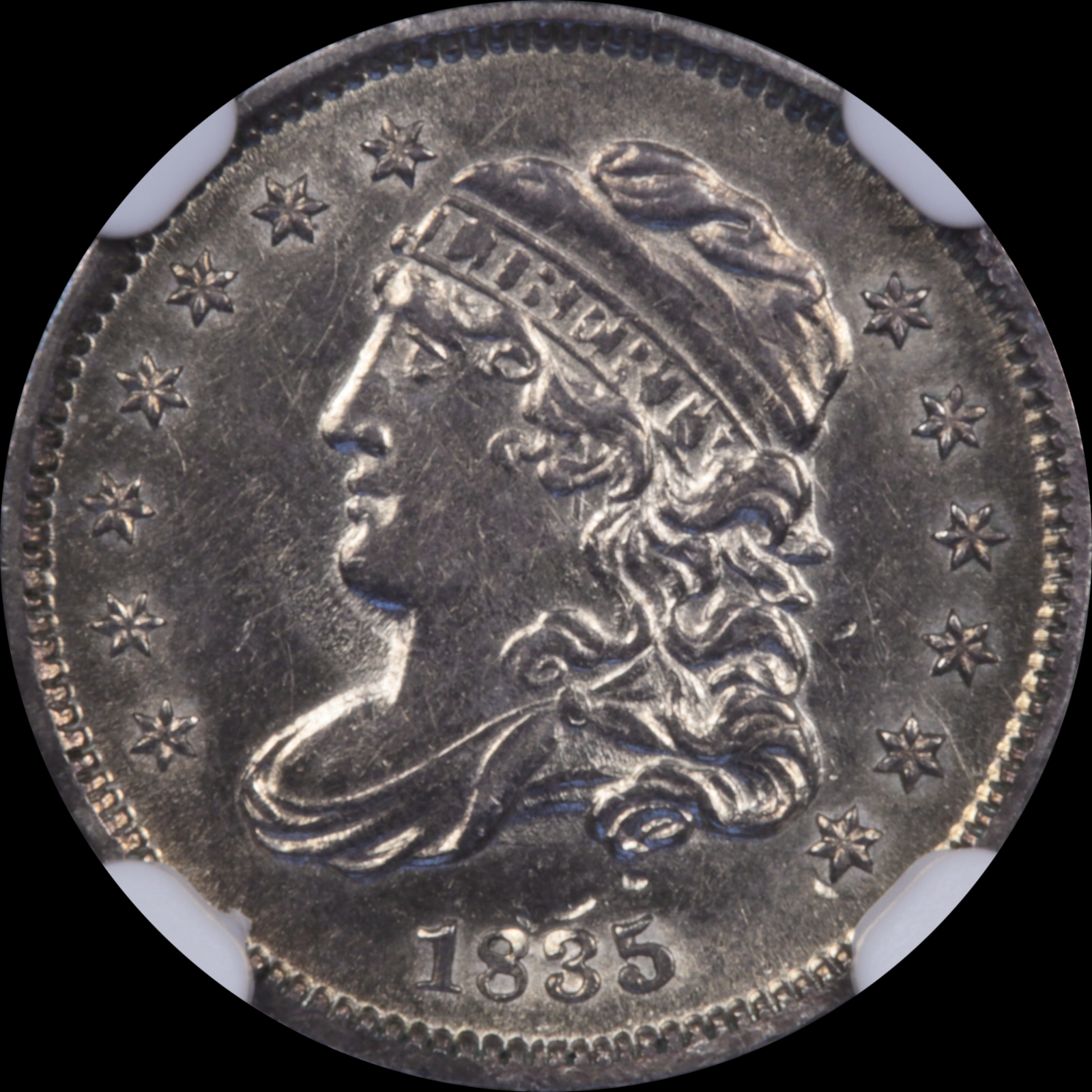 1835 LM-8.2 AU50 Plate Coin Details Bent NGC 6516212-029 Obverse