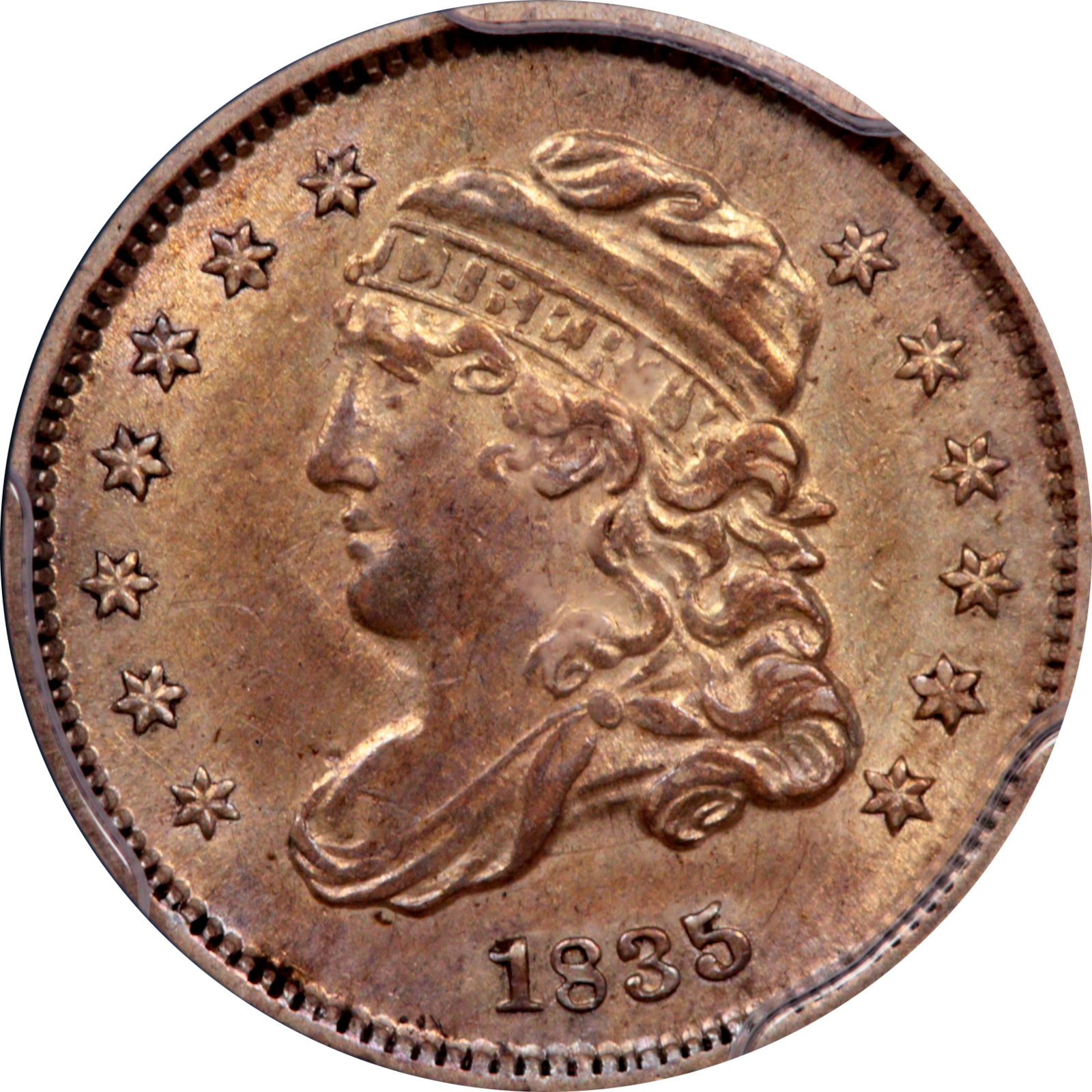 1835 LM-8.2 AU55 PCGS-CAC 7442397 Obverse