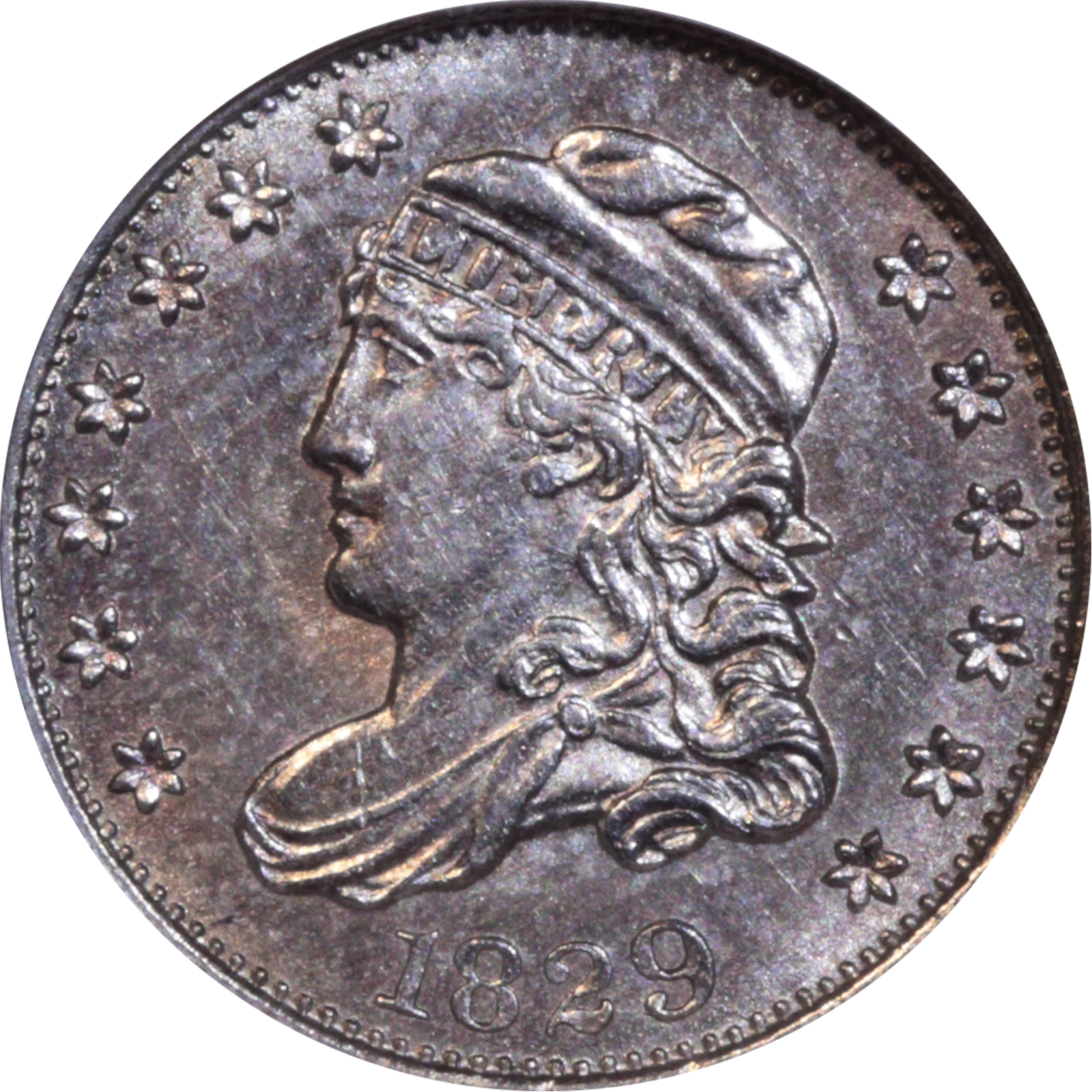 1829 LM-12 MS62 NGC Plate Coin Obverse