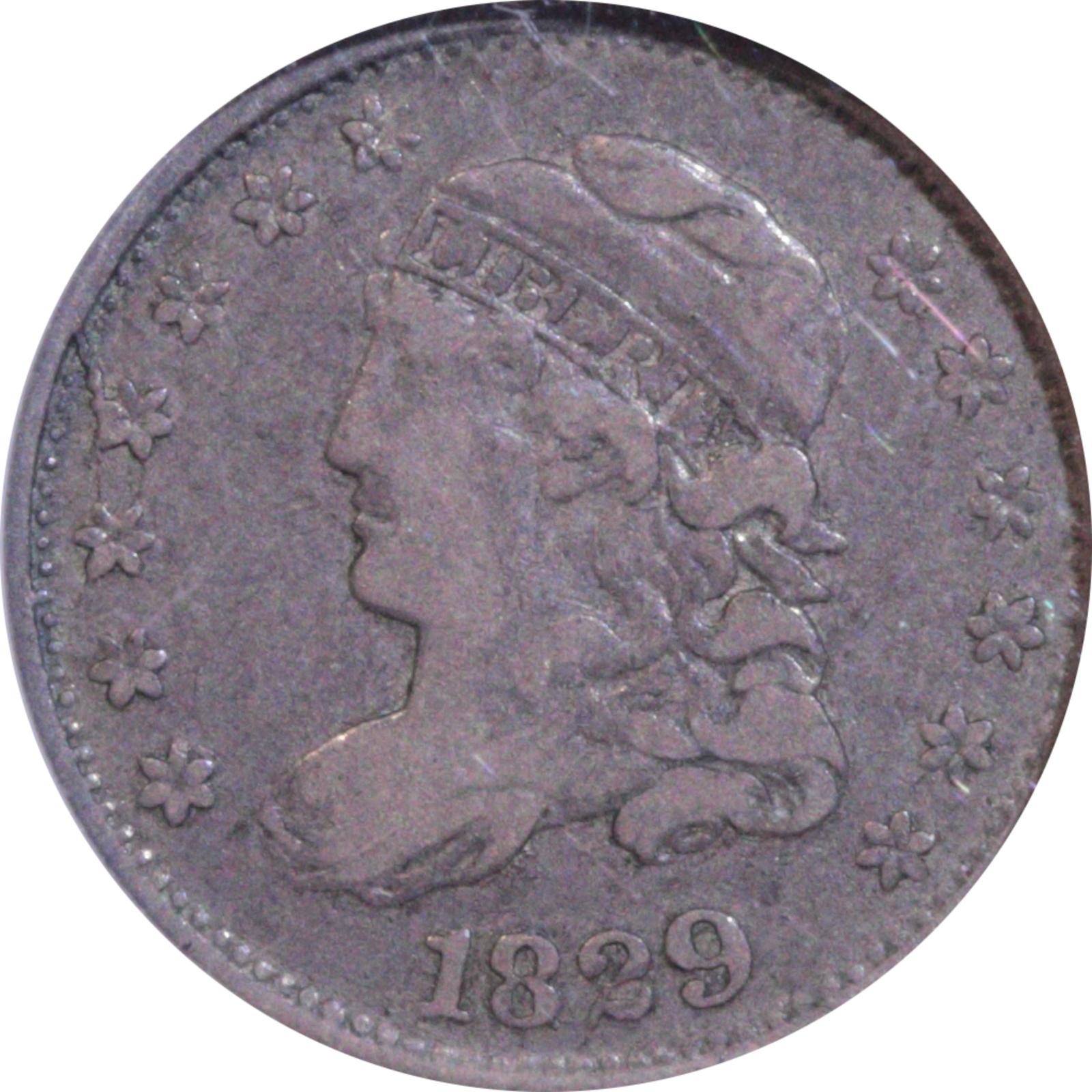 1829 LM-18 VF20 NGC Early Cud Obverse
