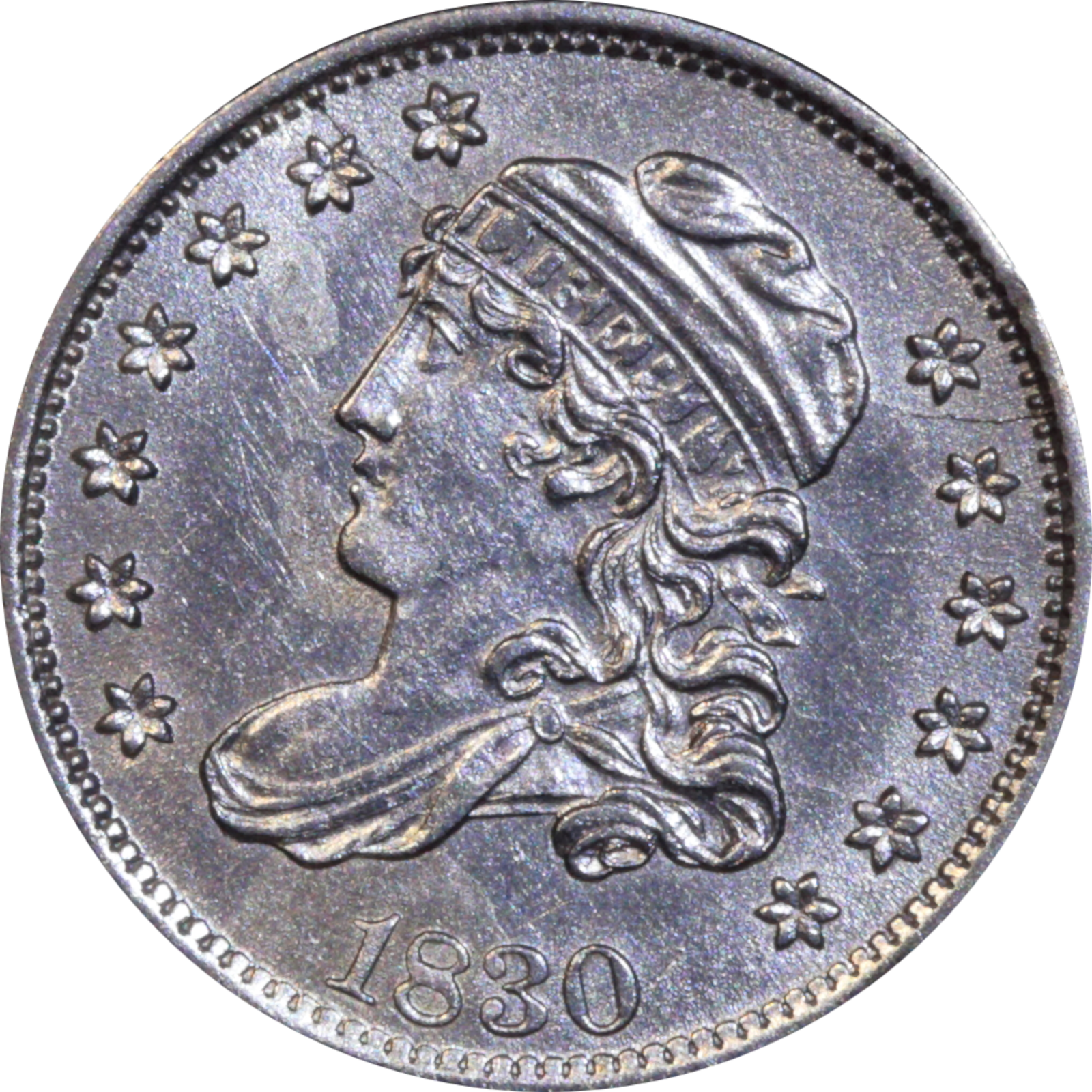 1830 LM-13 AU50 Raw Struck Thru Obverse