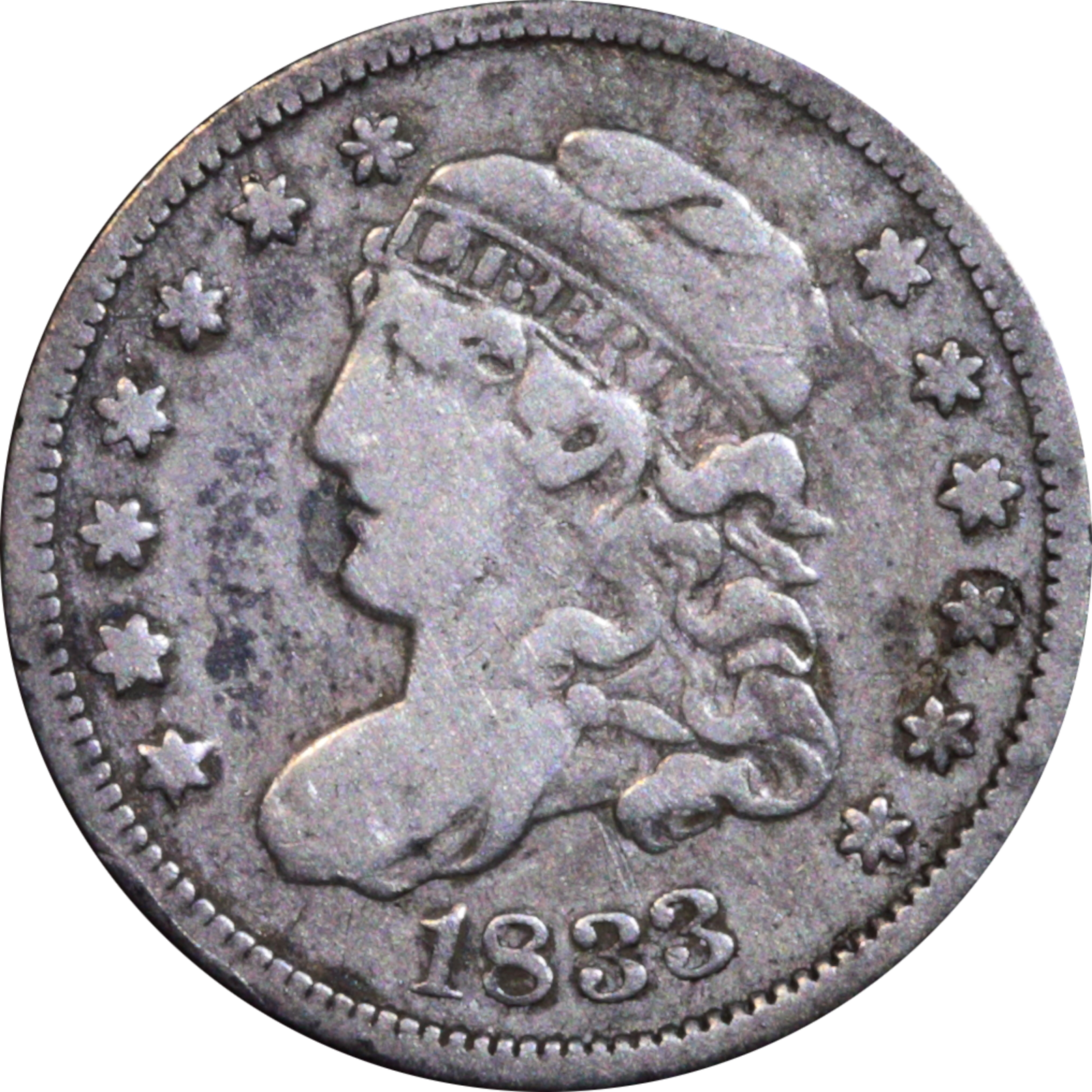 1833 LM-1 VF15 Raw VLDS Cud Obverse