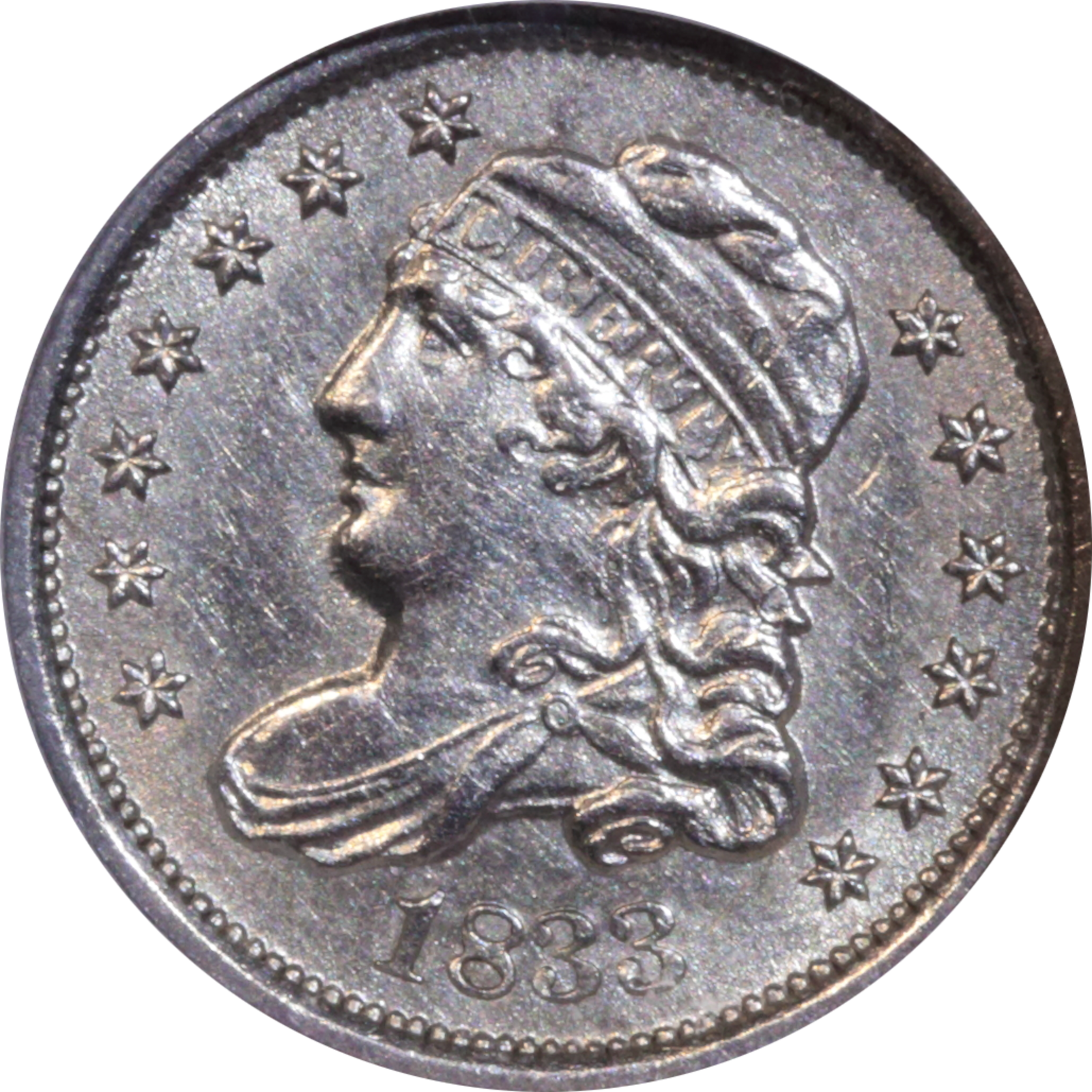 1833 LM-8 AU58 NGC Cud Obverse