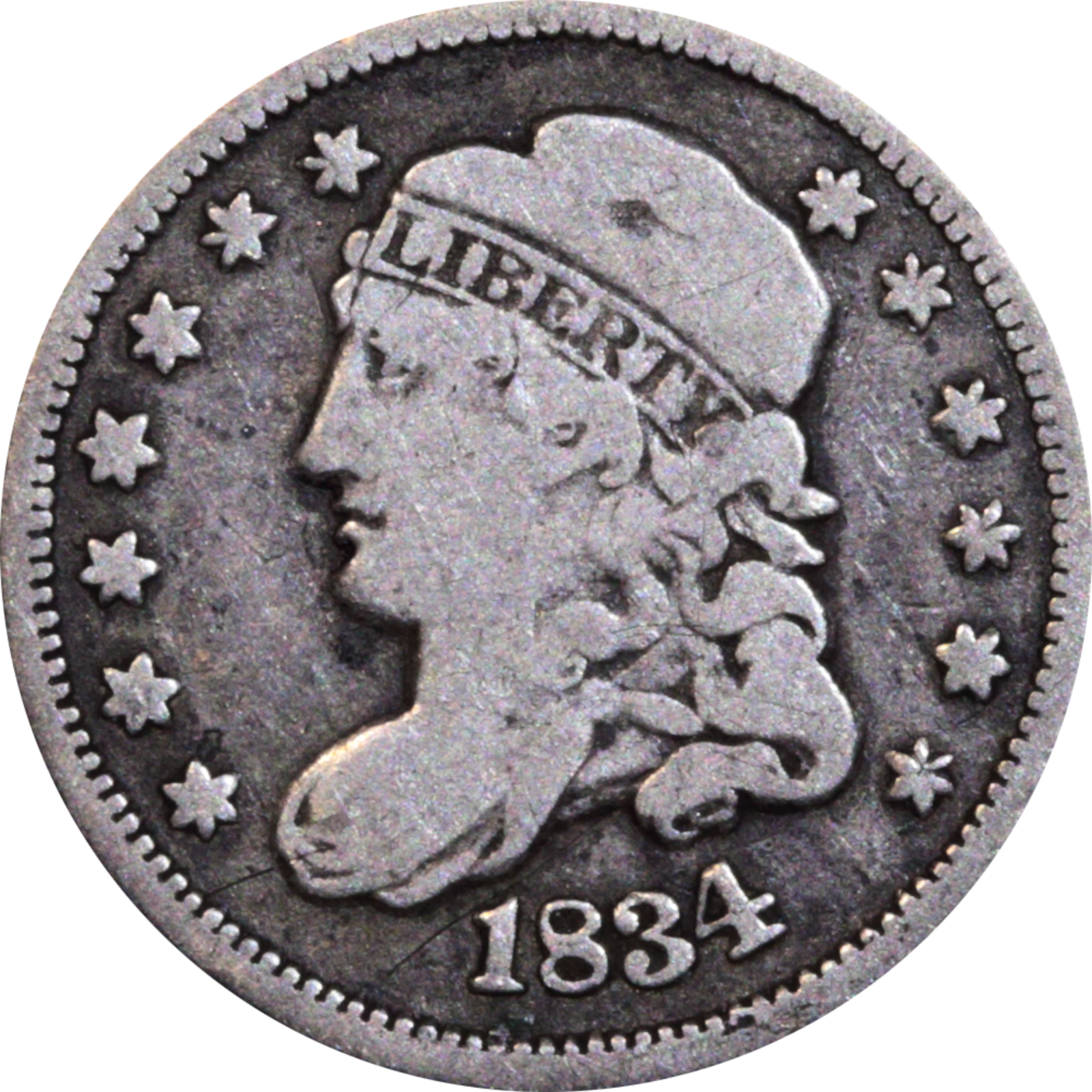 1834 LM-2 VF20 Raw Unfilled S2 Loop Obverse