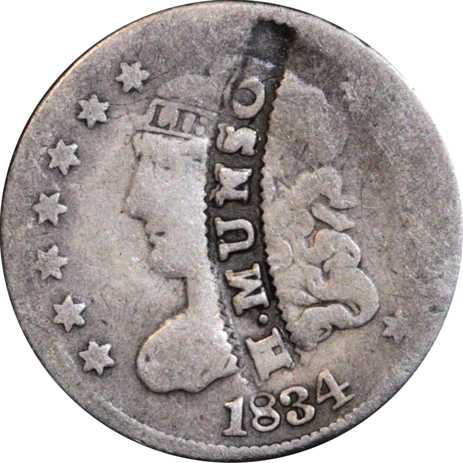 1834 LM-4 Counterpunch Raw Obverse