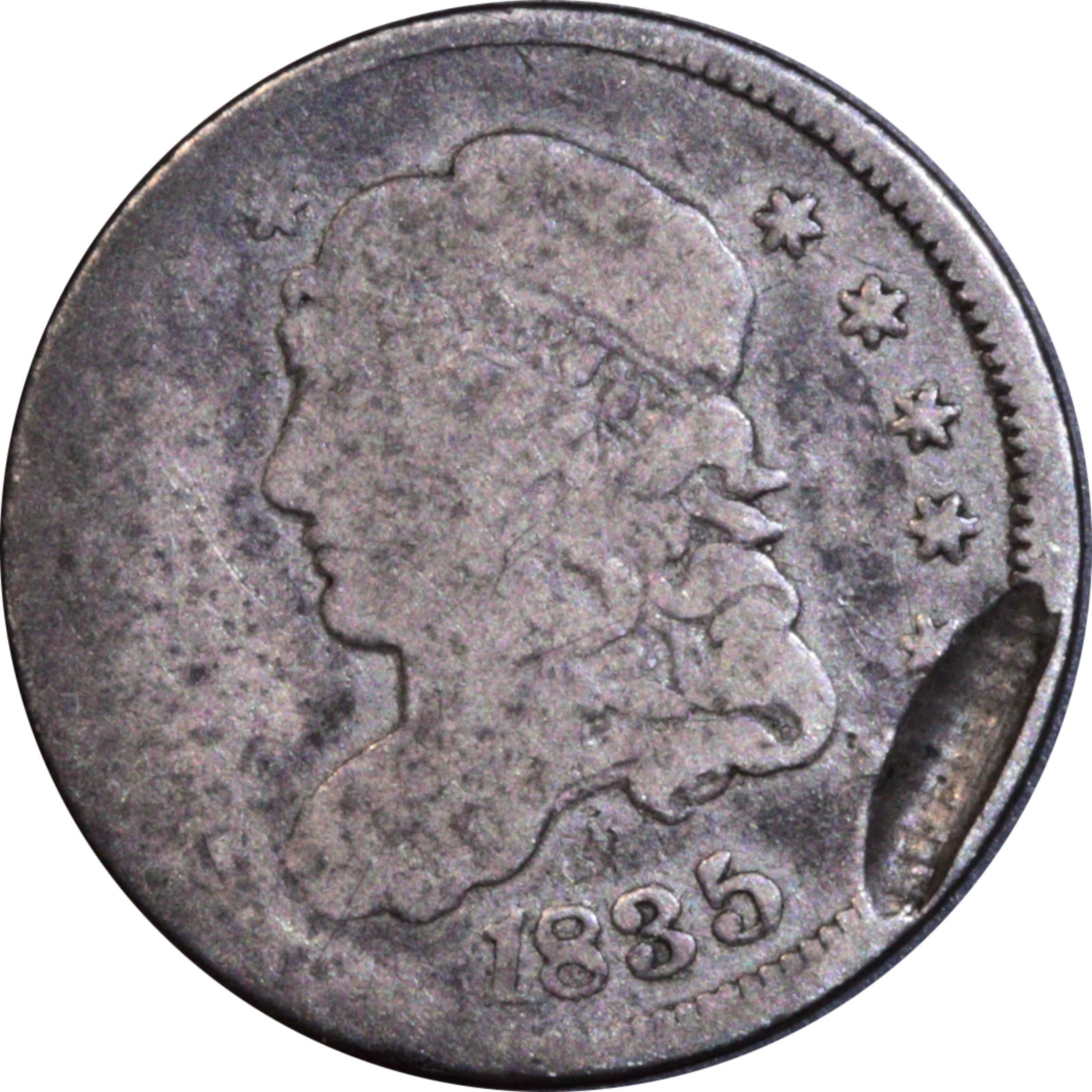 1835 LM-1 G6 Raw Tab Brockage Obverse