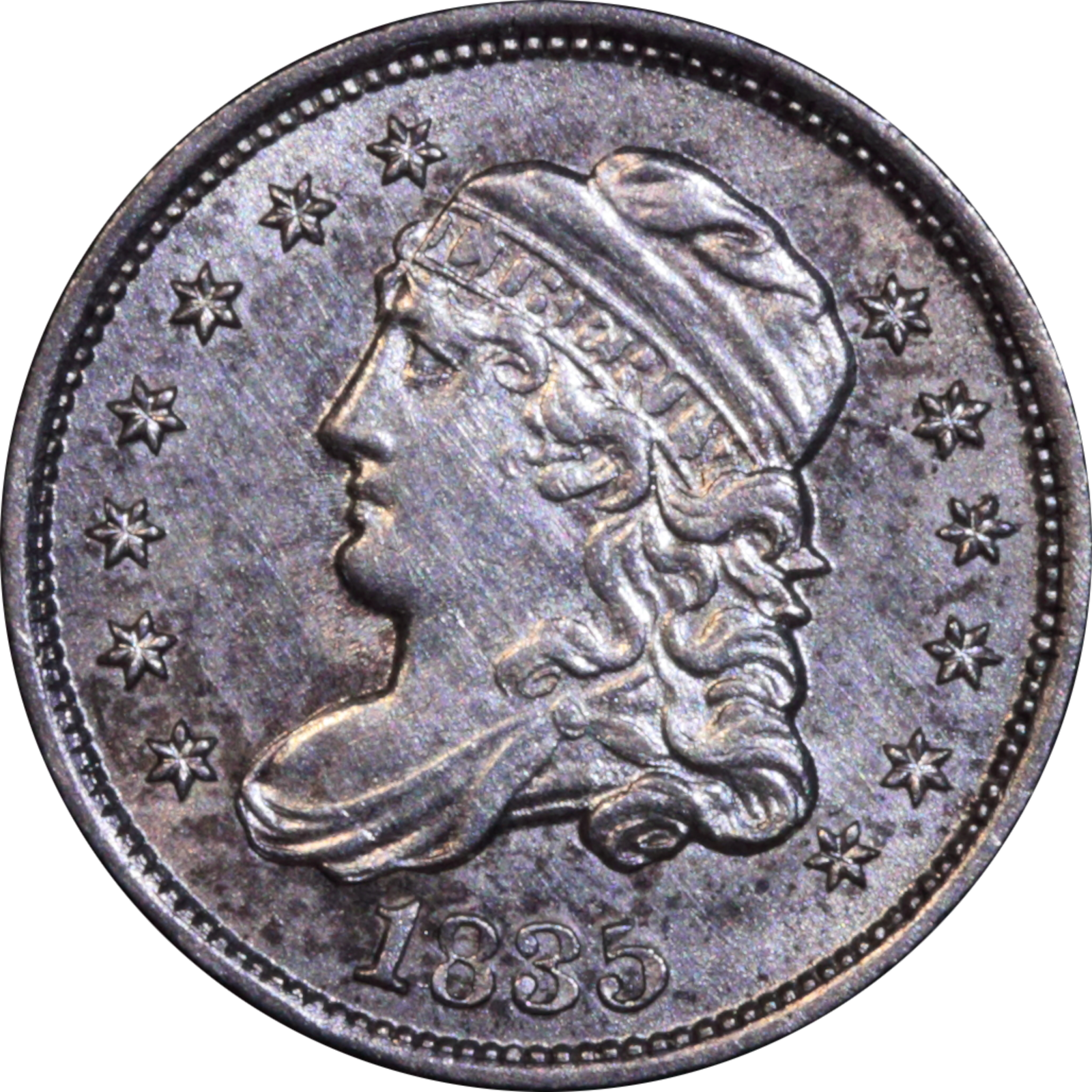 1835 LM-3 AU55 Raw S Unfilled Obverse